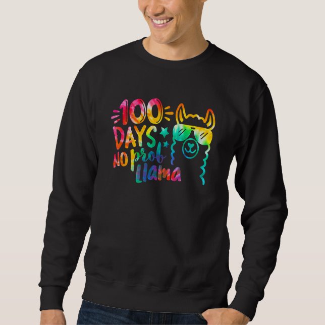 Moletom 100 Days Of School No Prob-llama Llama Teacher Kid (Frente)
