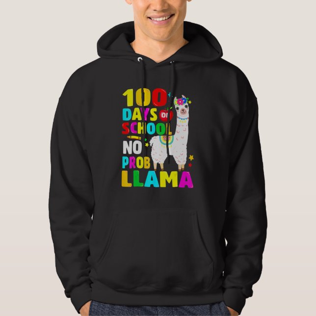 Moletom 100 Days Of School No Problem Llama Girl 100th Day (Frente)