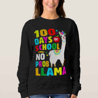 Moletom 100 Days Of School No Problem Llama Girl 100th Day
