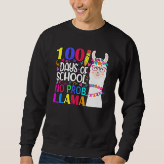 Moletom 100 Days Of School No Probllama Llama Happy 100th 