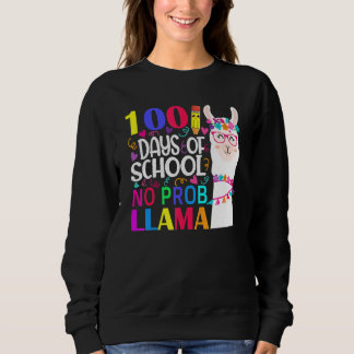 Moletom 100 Days Of School No Probllama Llama Happy 100th 
