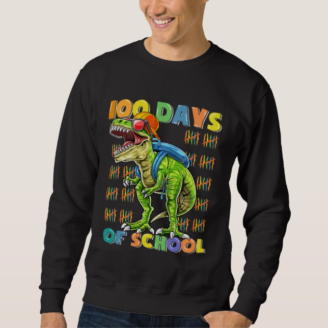 Moletom 100 Days Of School  rex 100 Days Smarter 100th Day (Frente)