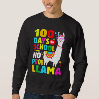 Moletom 100 Days Of School Shirt No Probllama Llama 100th 