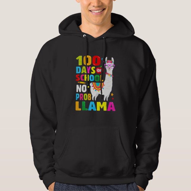 Moletom 100 Days of School Shirt No Probllama Llama 100th  (Frente)