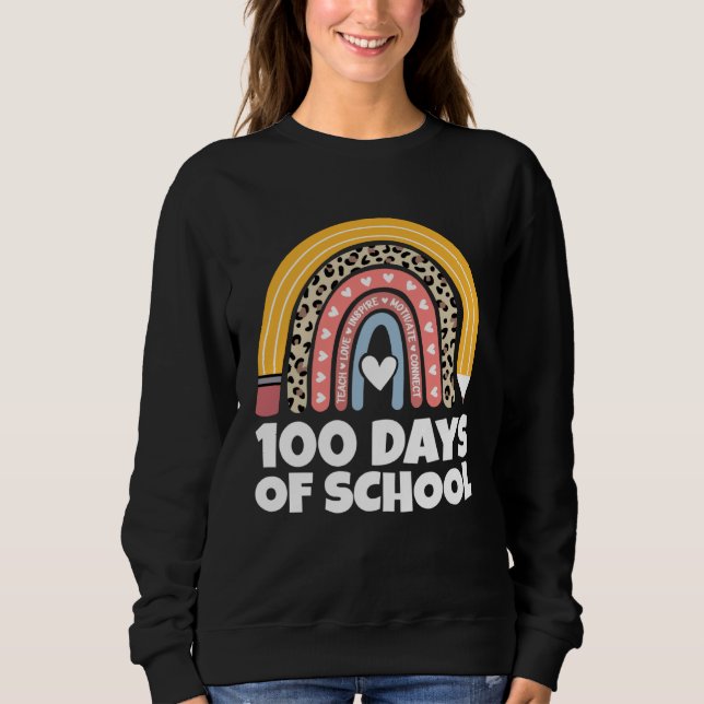 Moletom 100 Days Of School Teach Motivate Inspire Girls Bo (Frente)