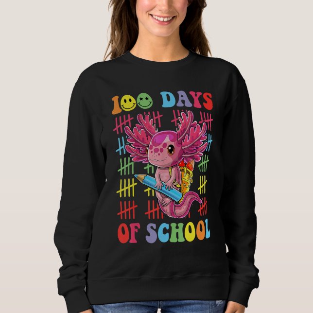 Moletom 100 Days of School Teacher Happy 100 Days Axolotl  (Frente)