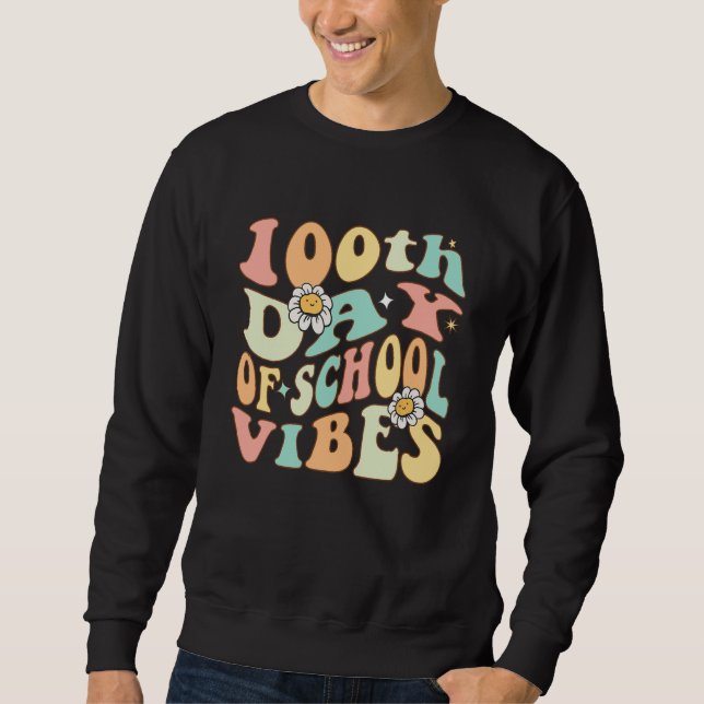Moletom 100 Days Of School Vibes 100th Day Of School Retro (Frente)