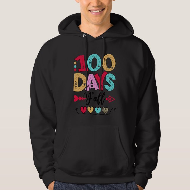 Moletom 100 Days of School Y'all 100 Day Smarter Teacher S (Frente)