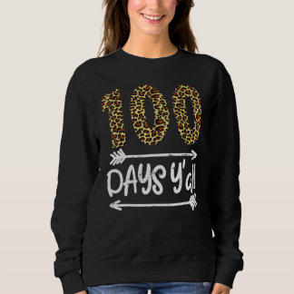 Moletom 100 Days Of School Y'all Leopard Print 100th Teach