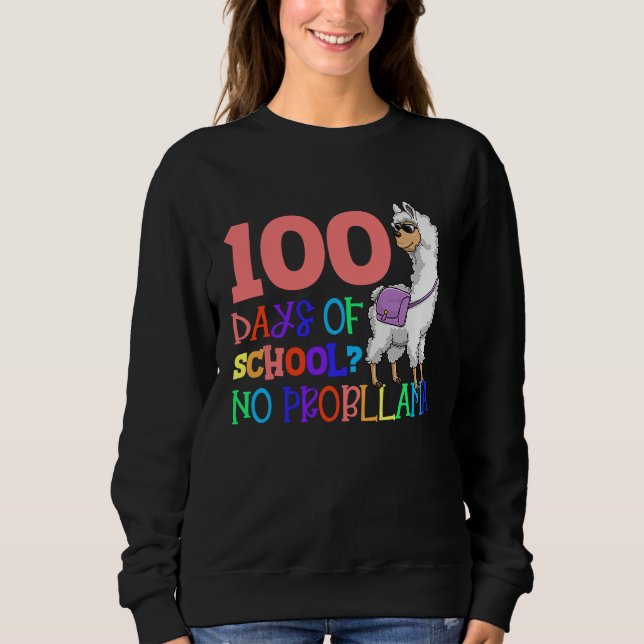 Moletom 100 Days School No Sample Llama Teacher Or Student (Frente)