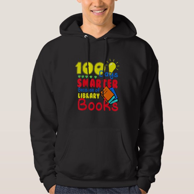 Moletom 100 Days Smarter Because of Library Books Kids Tea (Frente)
