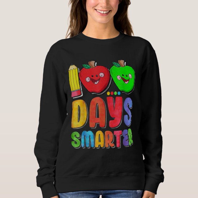 Moletom 100 Days Smarter Cute 100 Days Of School Teacher K (Frente)