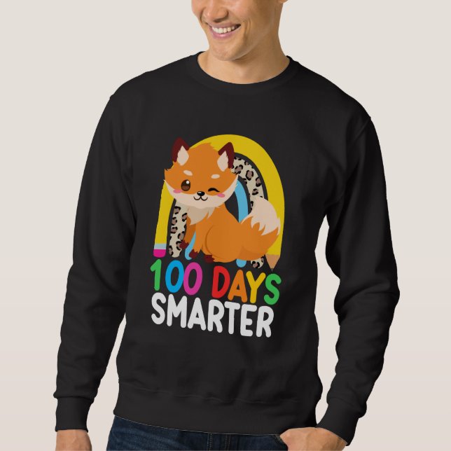Moletom 100 Days Smarter Cute Animal Fox 100 Days Of Schoo (Frente)