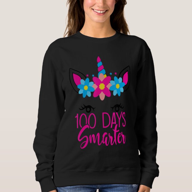 Moletom 100 Days Smarter Cute Unicorn Face Teacher Student (Frente)