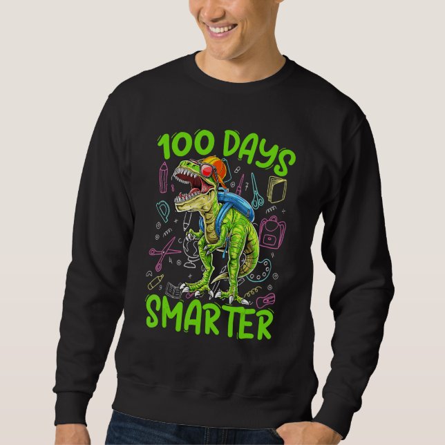 Moletom 100 Days Smarter Dinosaur Rex   Kids Boys Toddler (Frente)