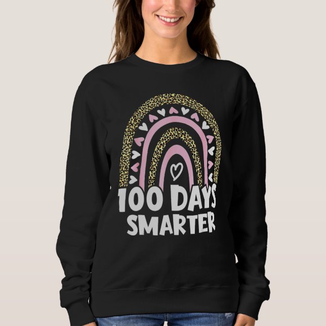 Moletom 100 Days Smarter Happy 100th Day Of School Rainbow (Frente)