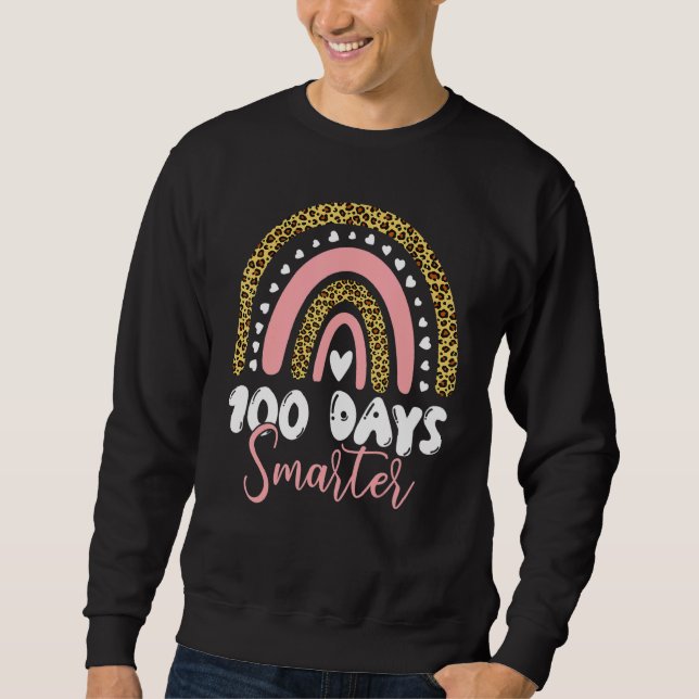 Moletom 100 Days Smarter Happy 100th Day Of School Rainbow (Frente)
