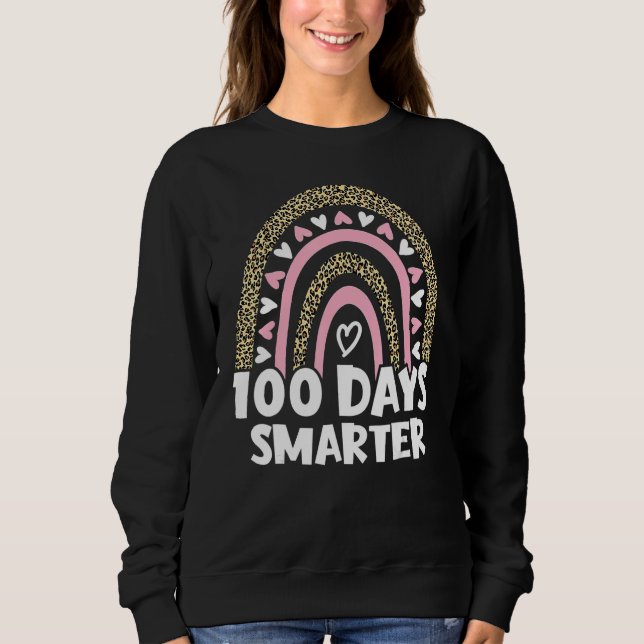 Moletom 100 Days Smarter Happy 100th Day Of School Rainbow (Frente)