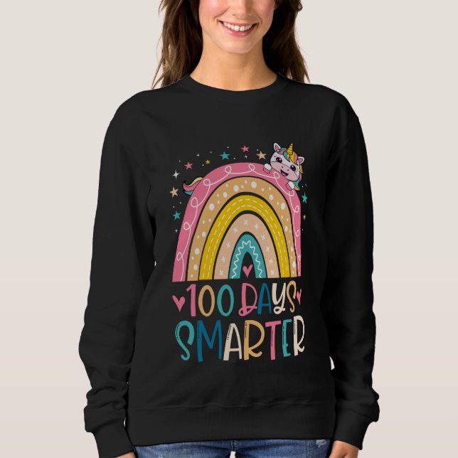 Moletom 100 Days Smarter Kids Girls Unicorn 100th Day of S (Frente)
