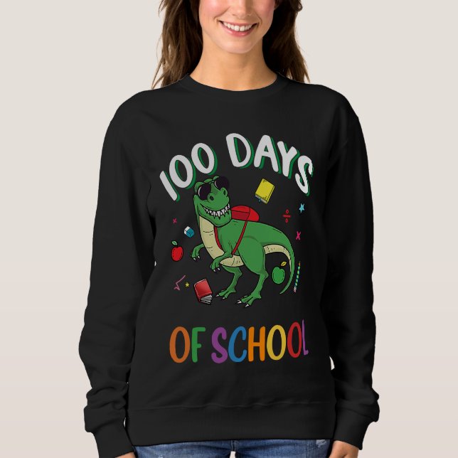 Moletom 100 Days Smarter Teachers Kids Dinosaur 100th Day  (Frente)