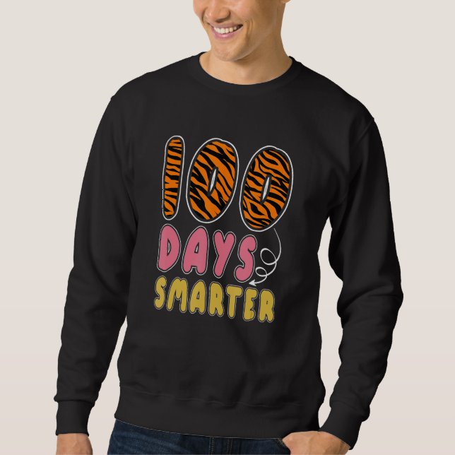Moletom 100 Days Smarter Tiger Print 100th Day Of School T (Frente)