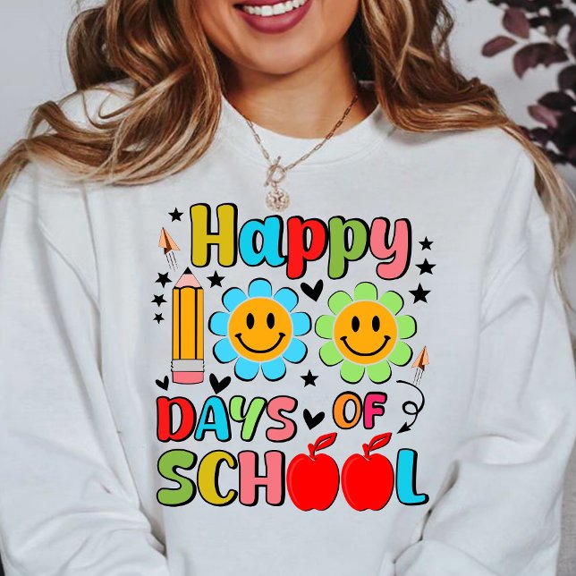 Moletom 100 dias de escola. apreciação de professores.prof (happy 100 days of school sweashirts, teacher gift, teacher appreciation sweatshirts)
