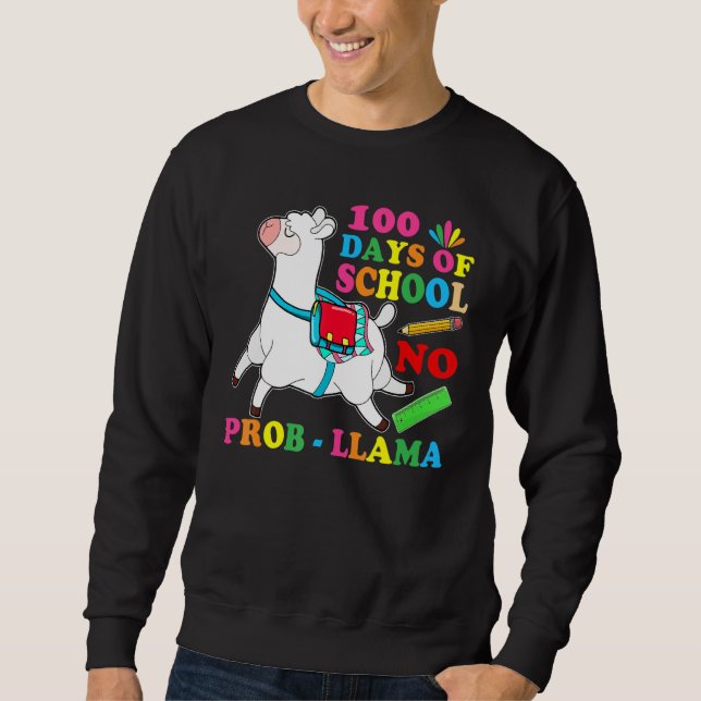 Moletom 100 Dias De Escola Sem Prob Llama Amante Professor (Frente)
