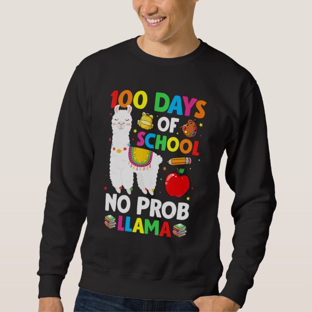 Moletom 100 Dias De Escola Sem Prob Llama Amante Professor (Frente)