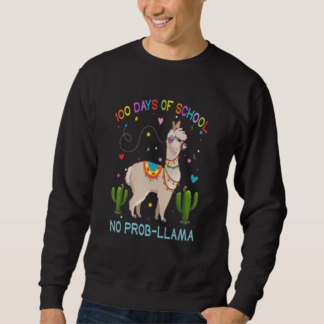 Moletom 100 Dias De Escola Sem Prob-llama Llama Professor  (Frente)