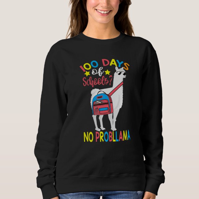 Moletom 100 Dias de Escola Sem Problema Llama 100º Dia De (Frente)
