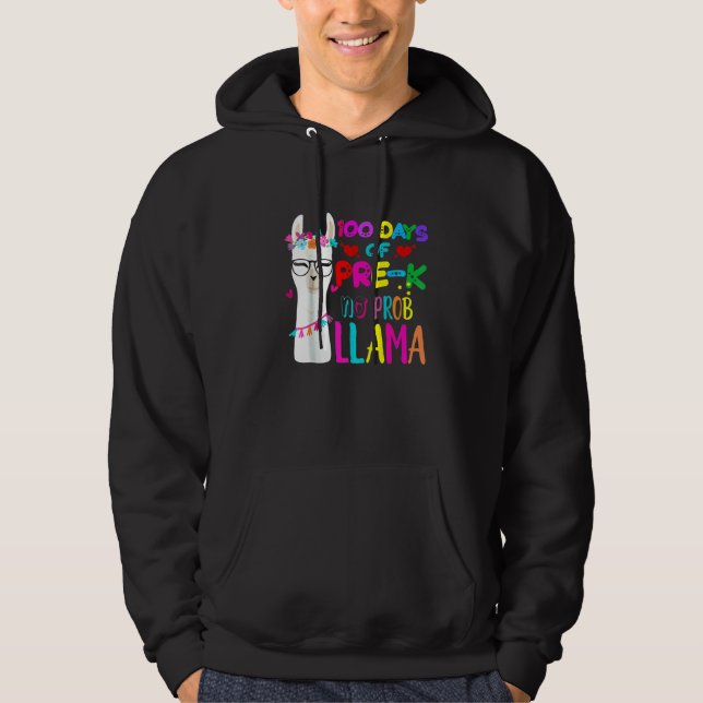 Moletom 100 Dias De Professor De Pré K Sem Prob Llama Meni (Frente)