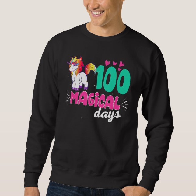 Moletom 100 Magical Days Of School Shirt Unicorn 100th Day (Frente)