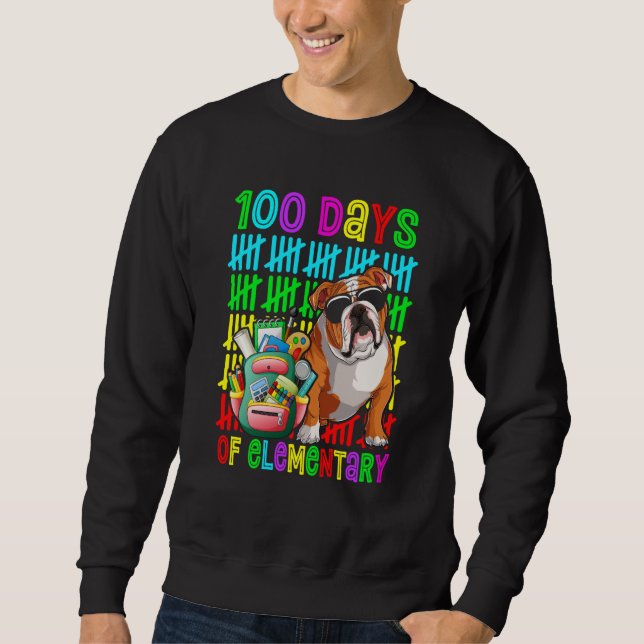 Moletom 100th Day Of Elementary Boys Kids English Bulldog  (Frente)