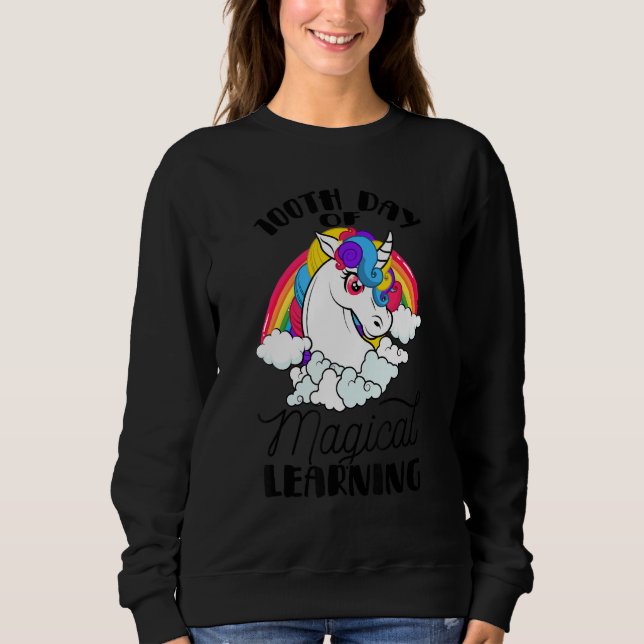 Moletom 100th Day Of Magical Learning Cute Unicorn Teacher (Frente)