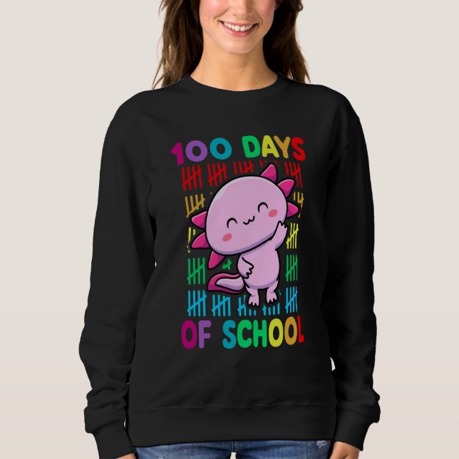 Moletom 100th Day Of School Animal Axolotl Happy 100th Day (Frente)