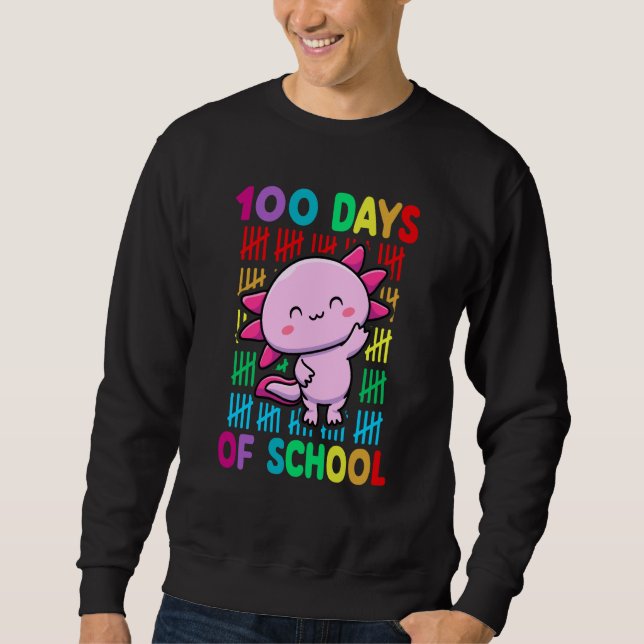 Moletom 100th Day Of School Animal Axolotl Happy 100th Day (Frente)