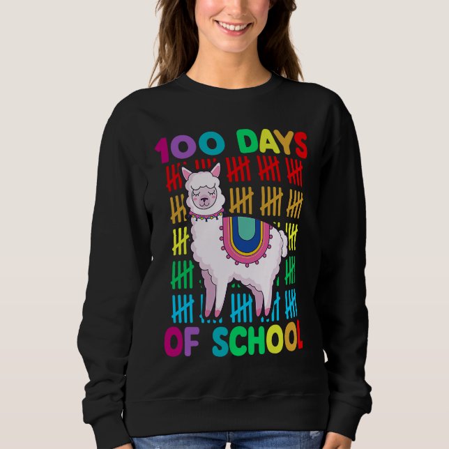Moletom 100th Day Of School Animal llama Lover Happy 100th (Frente)