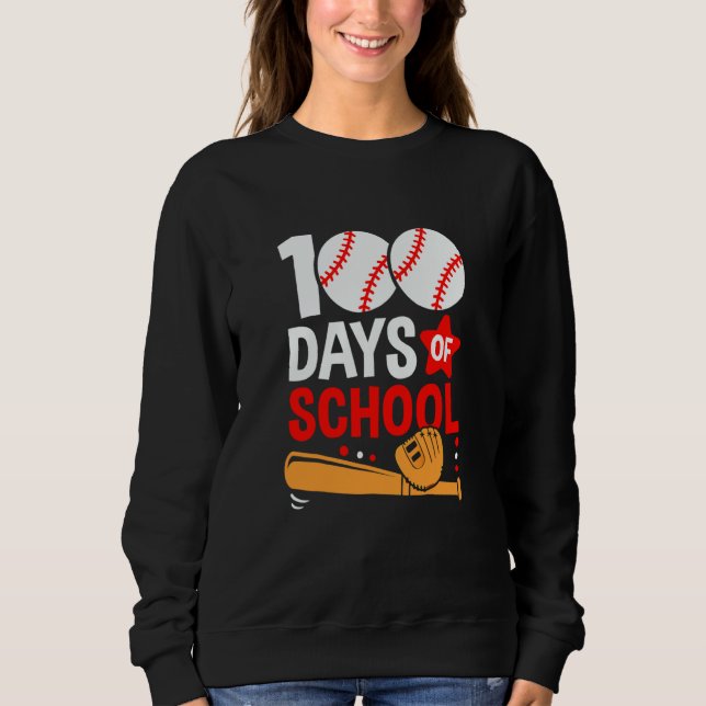 Moletom 100th Day Of School Baseball 100 Days Smarter Teac (Frente)