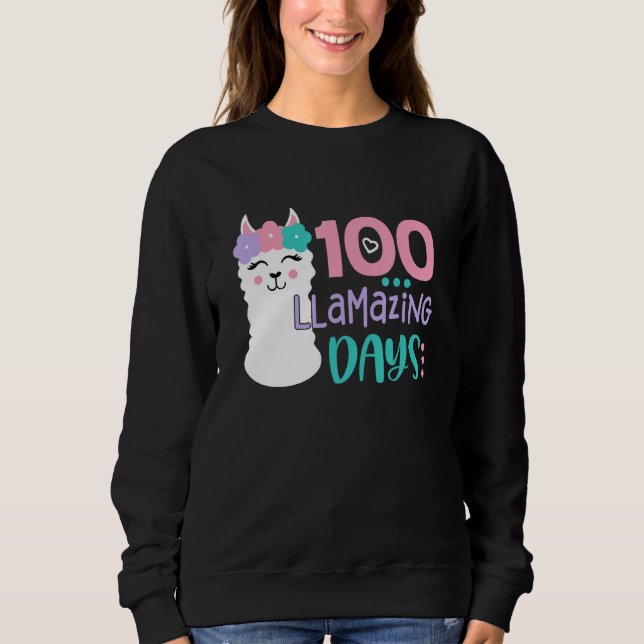 Moletom 100th Day Of School Colourful Llama Happy 100 Llam (Frente)