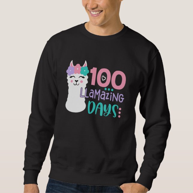 Moletom 100th Day Of School Colourful Llama Happy 100 Llam (Frente)