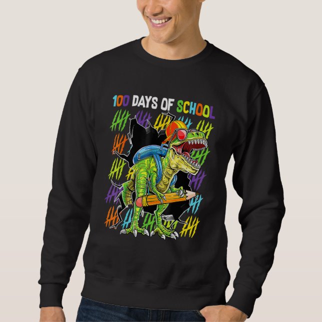 Moletom 100th Day Of School Dinosaur Rex Dino   Boys Kids (Frente)