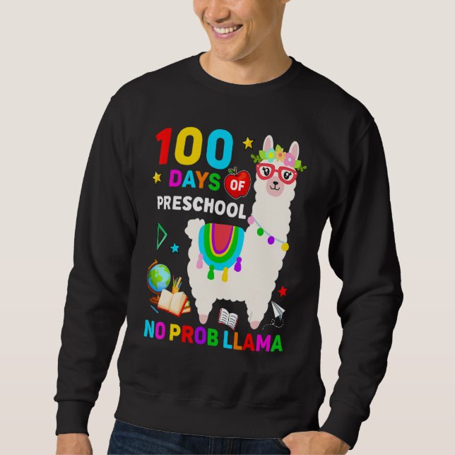 Moletom 100th Day Of School No Prob Llama 100 Days Of Pres (Frente)