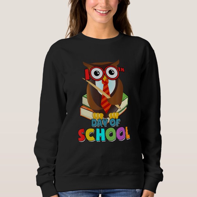 Moletom 100th Day of School Owl Gift Teacher Student Kids  (Frente)
