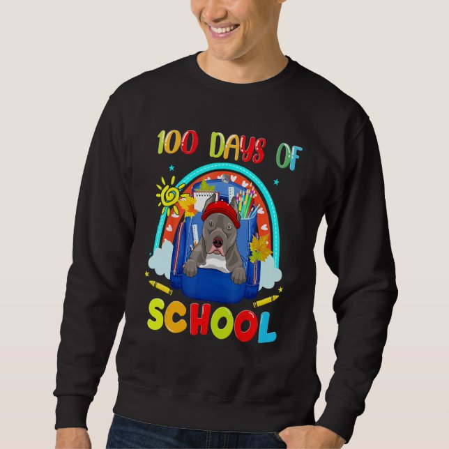 Moletom 100th Day of School Pitbull Dog Lovers Teacher Stu (Frente)
