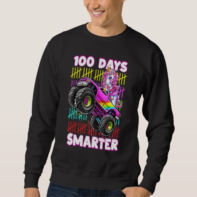 Moletom 100th Day of School Shirt Unicorn Monster Truck 10 (Frente)