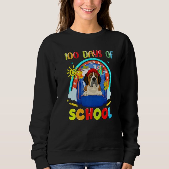 Moletom 100th Day of School St Bernard Dog Lovers Teacher  (Frente)