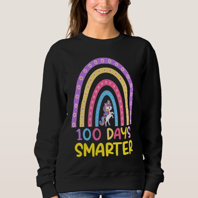 Moletom 100th Day of School Teacher 100 Days Smarter Rainb (Frente)