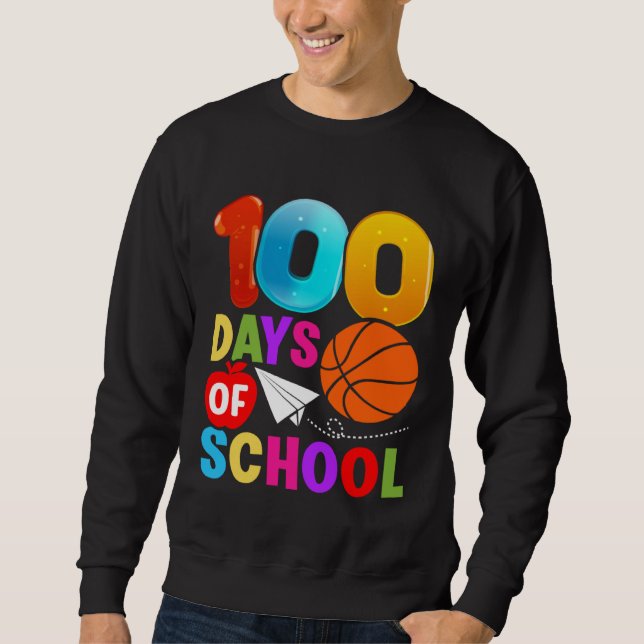 Moletom 100th Day Student Boys Girls Basketball 100 Days O (Frente)