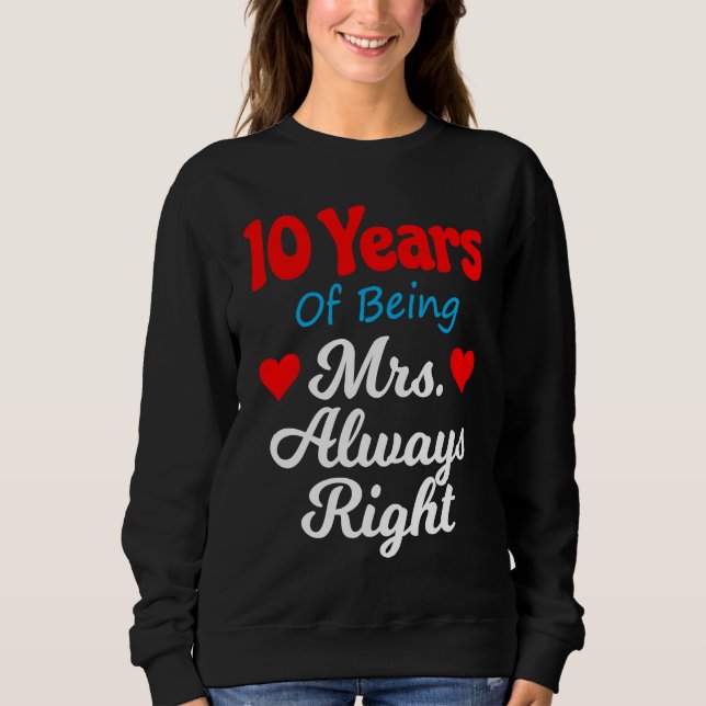 Moletom 10th Wedding Anniversary for Women Her Mrs Always  (Frente)