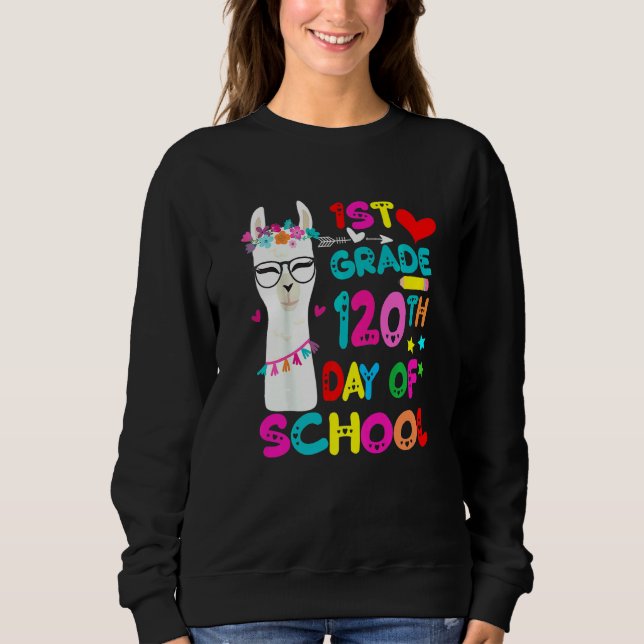 Moletom 120º Dia De Escola Sem Problema Llama Feliz 120º D (Frente)
